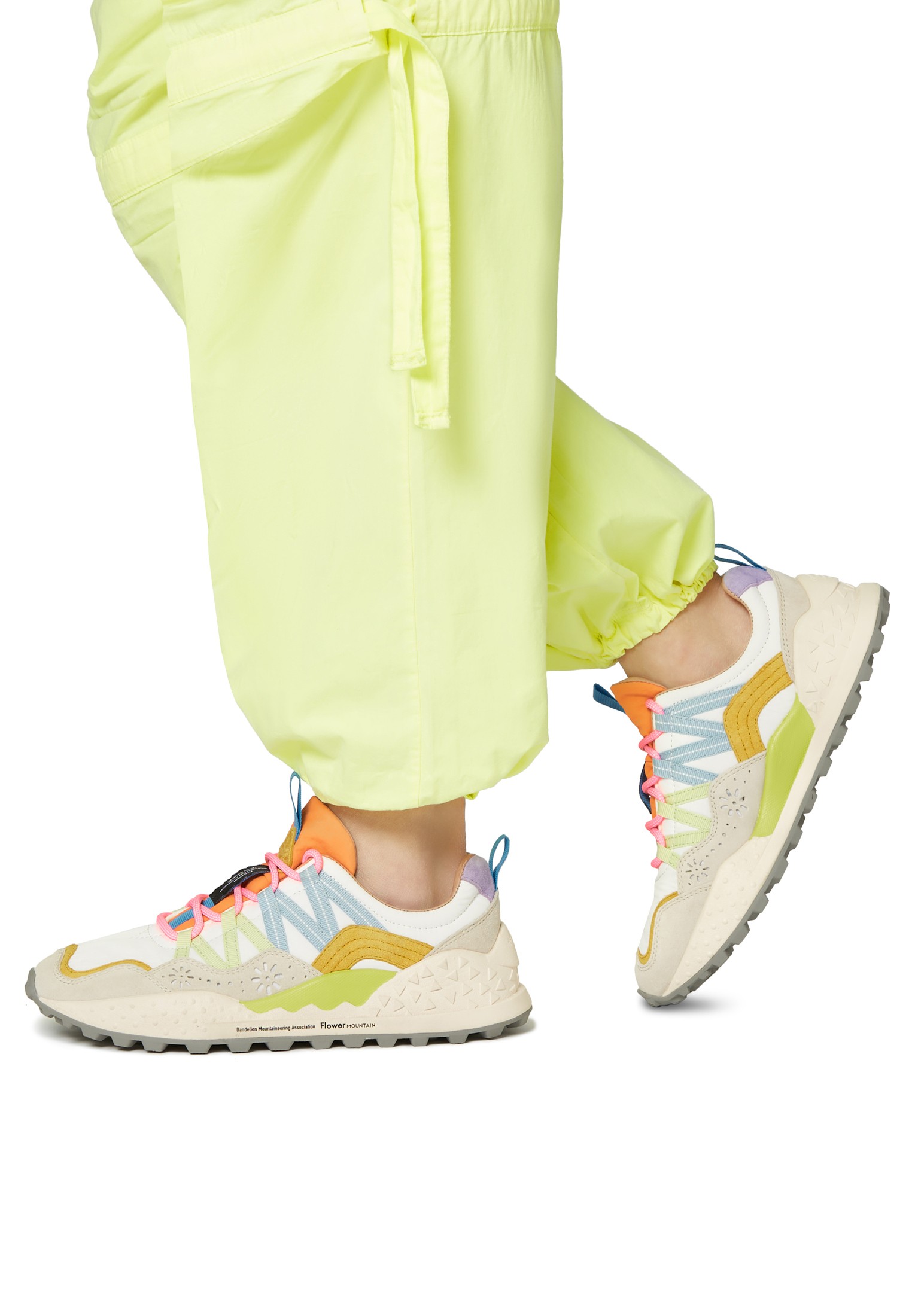 WASHI WOMAN - Suede and technical fabric sneakers - White-Salmon