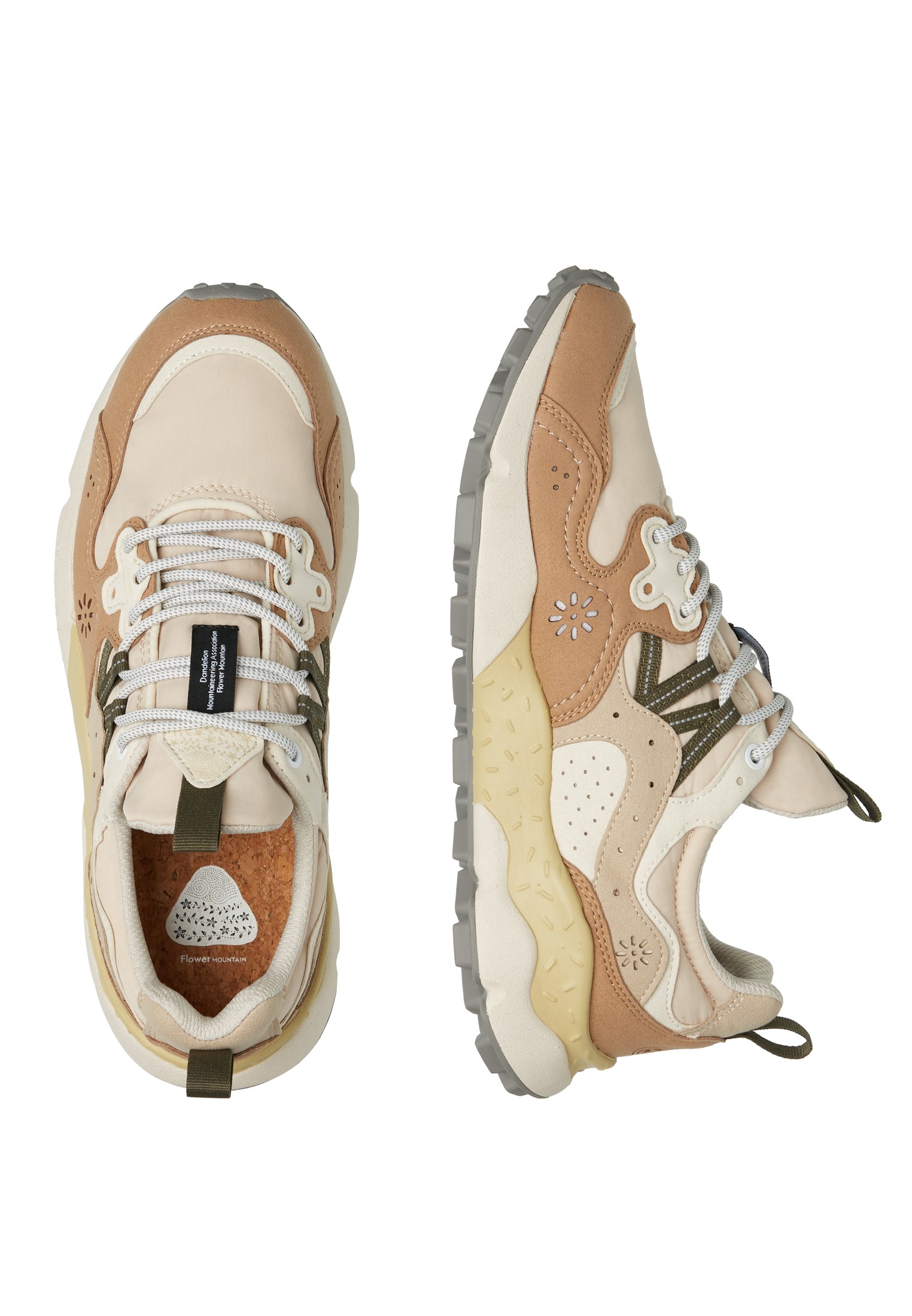 YAMANO 3 UNI KAISO - Faux leather and technical fabric sneakers - Beige-Brown