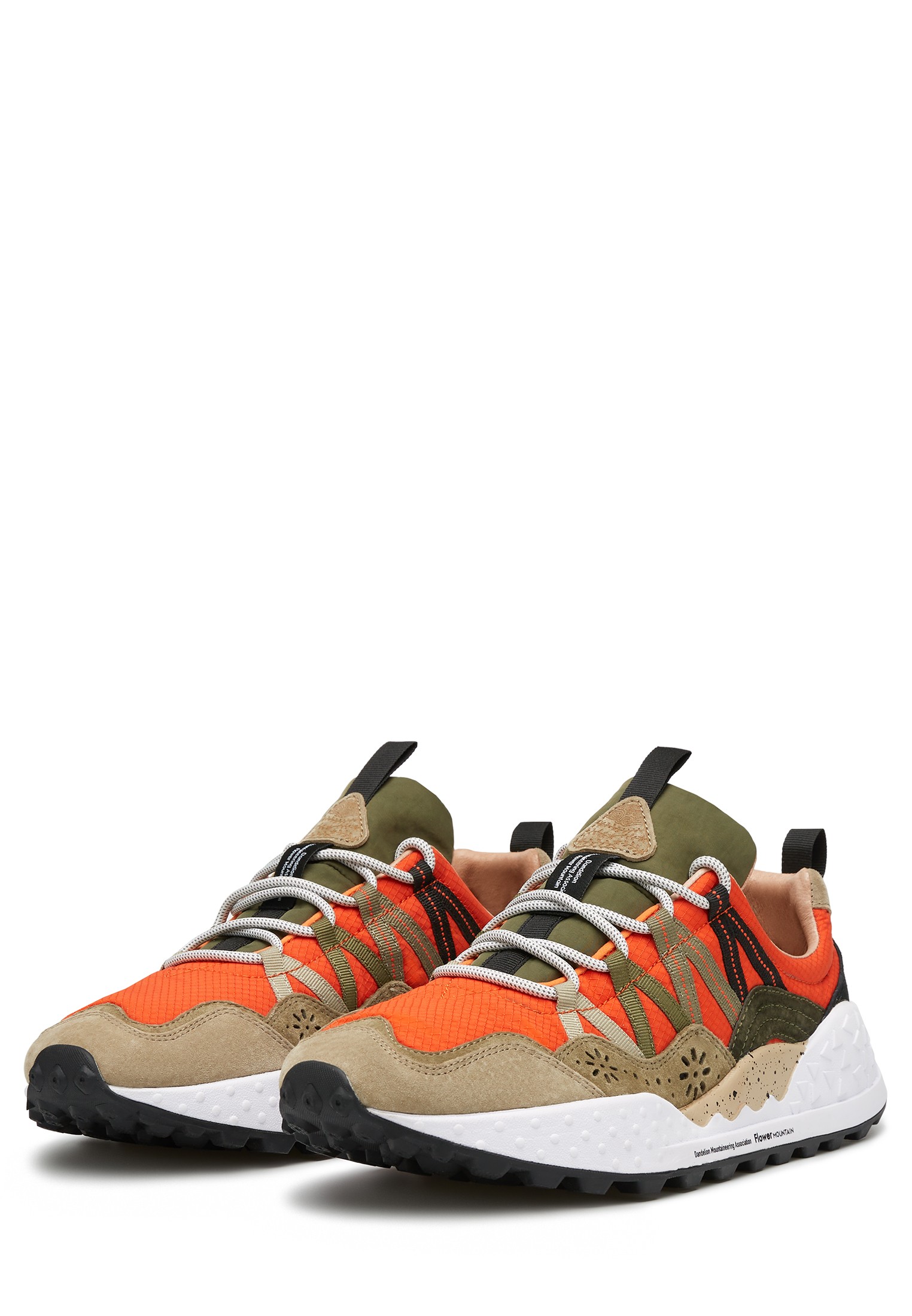 WASHI MAN - Suede and technical fabric sneakers - Brown-Red