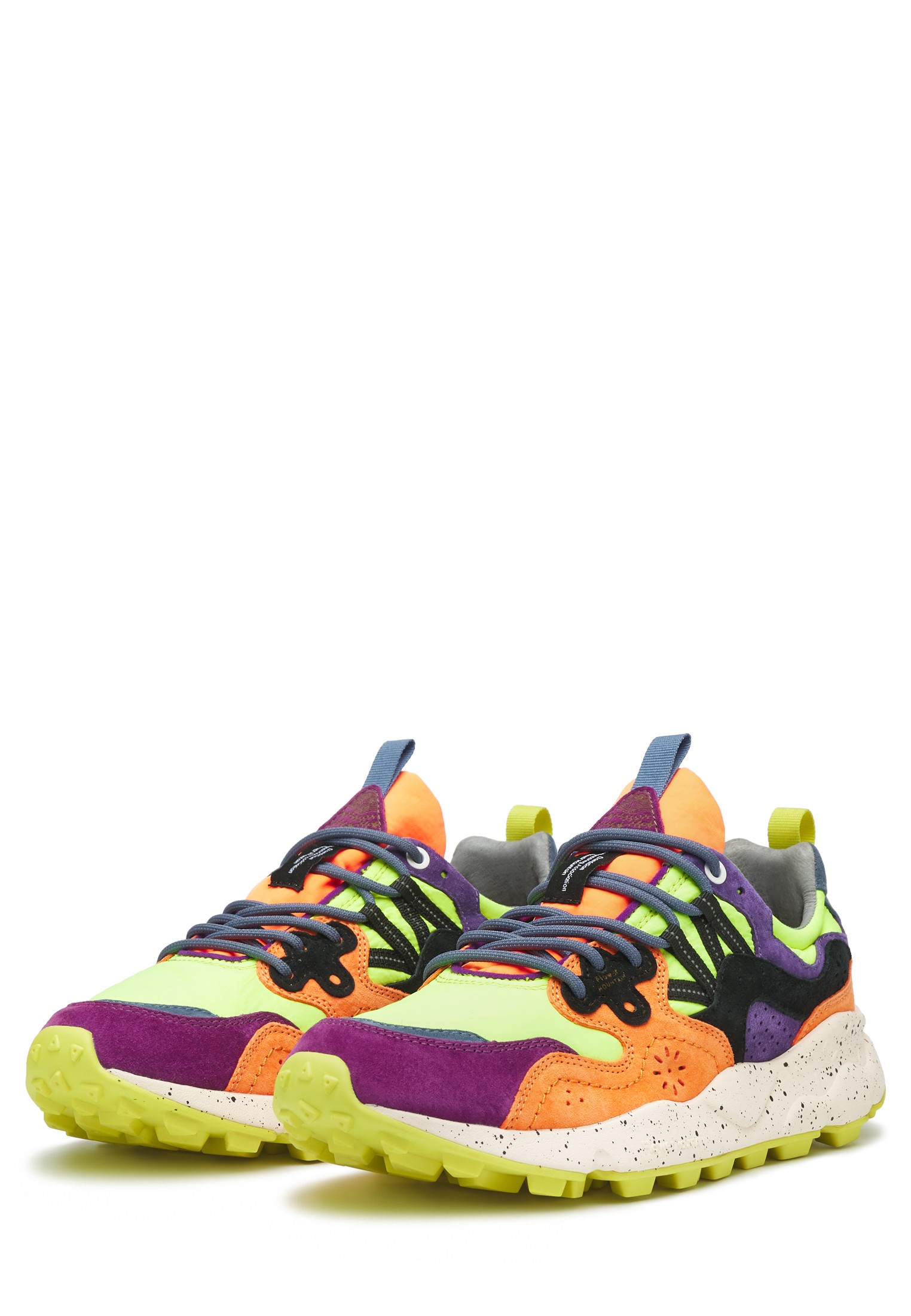 YAMANO 3 MAN - Suede and technical fabric sneakers - Yellow-Purple