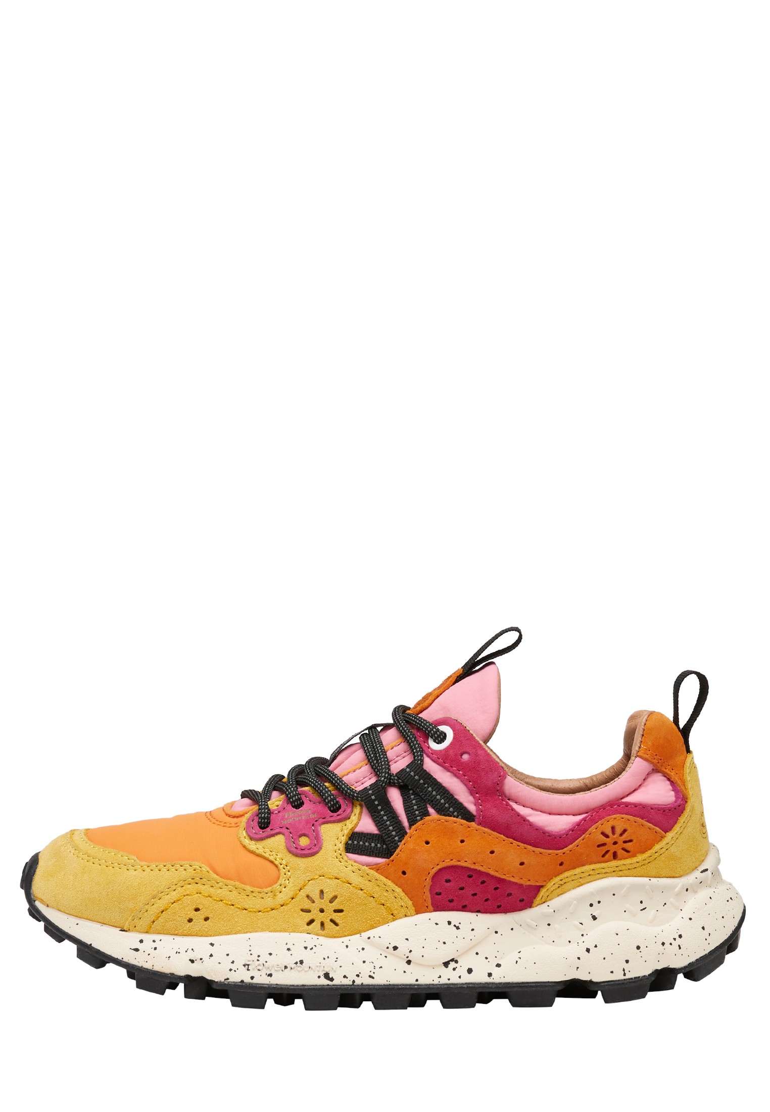 YAMANO 3 WOMAN - Suede and technical fabric sneakers - Orange-Yellow