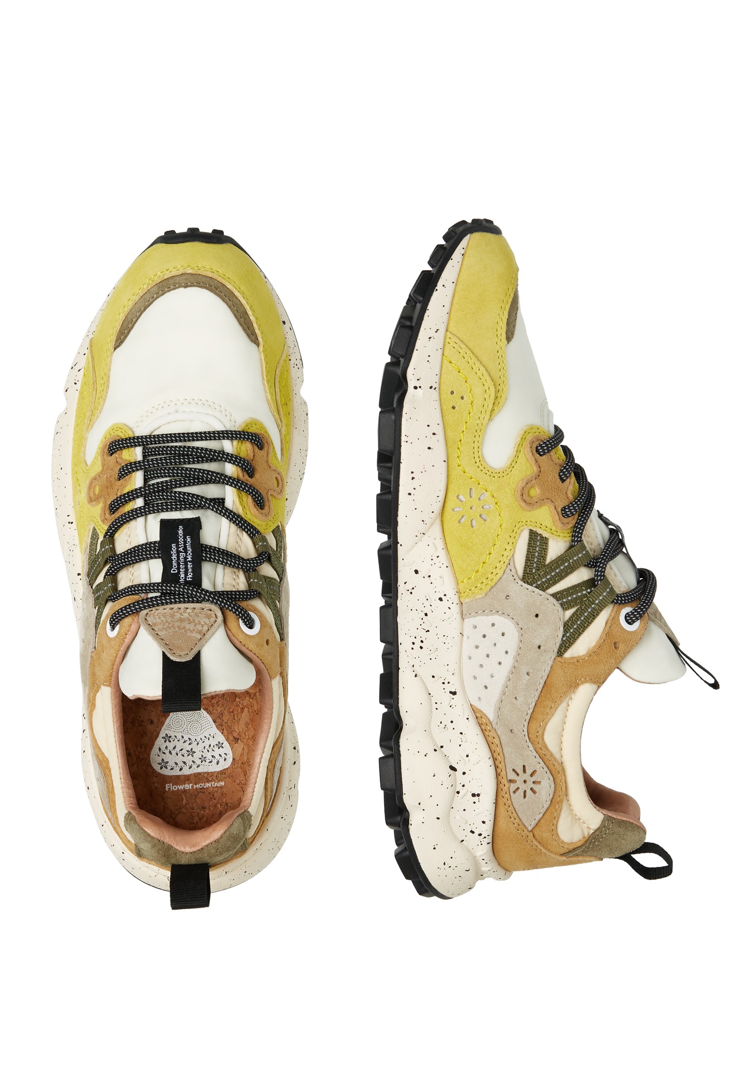 YAMANO 3 UNI - Suede and fabric sneakers - Ocher-White