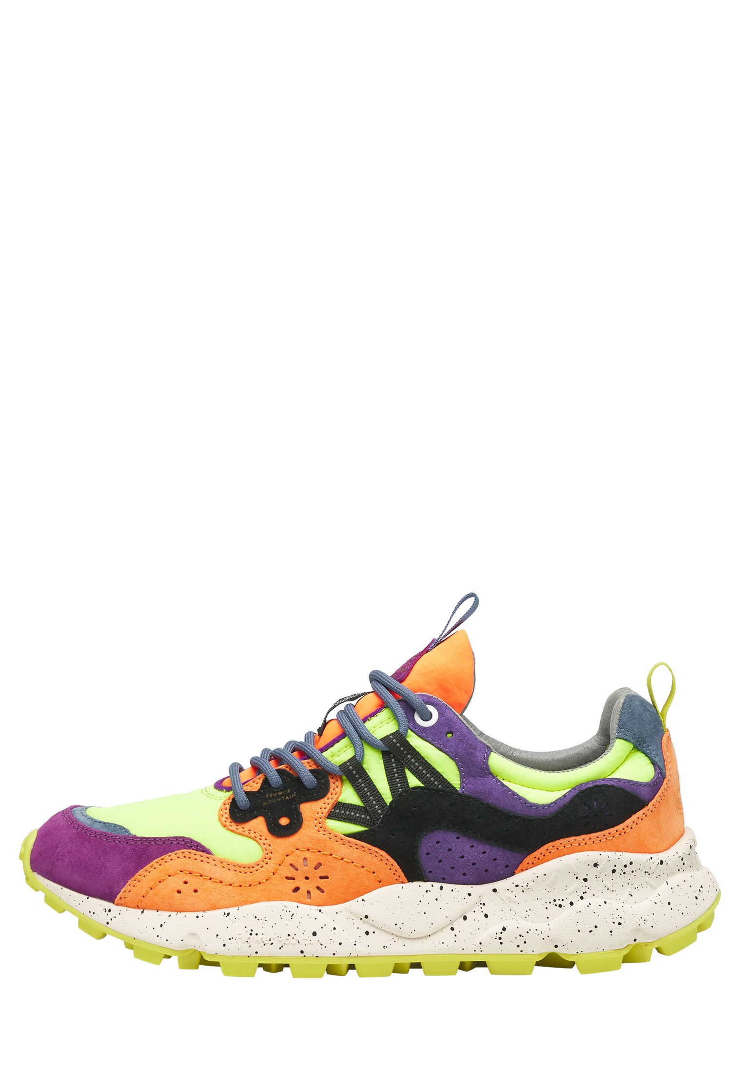 YAMANO 3 MAN - Suede and technical fabric sneakers - Yellow-Purple