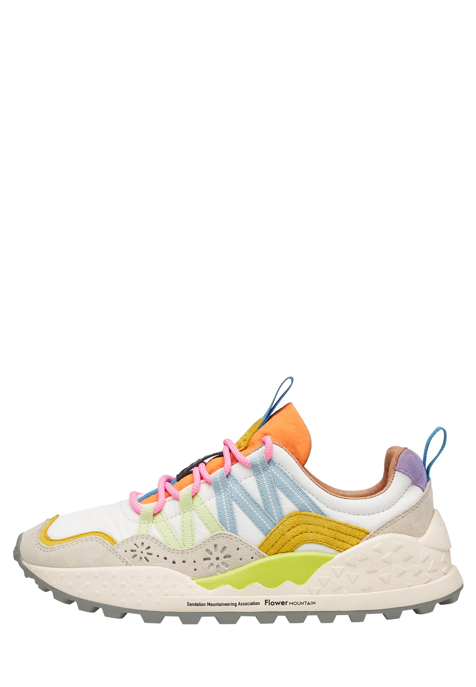 WASHI WOMAN - Suede and technical fabric sneakers - White-Salmon