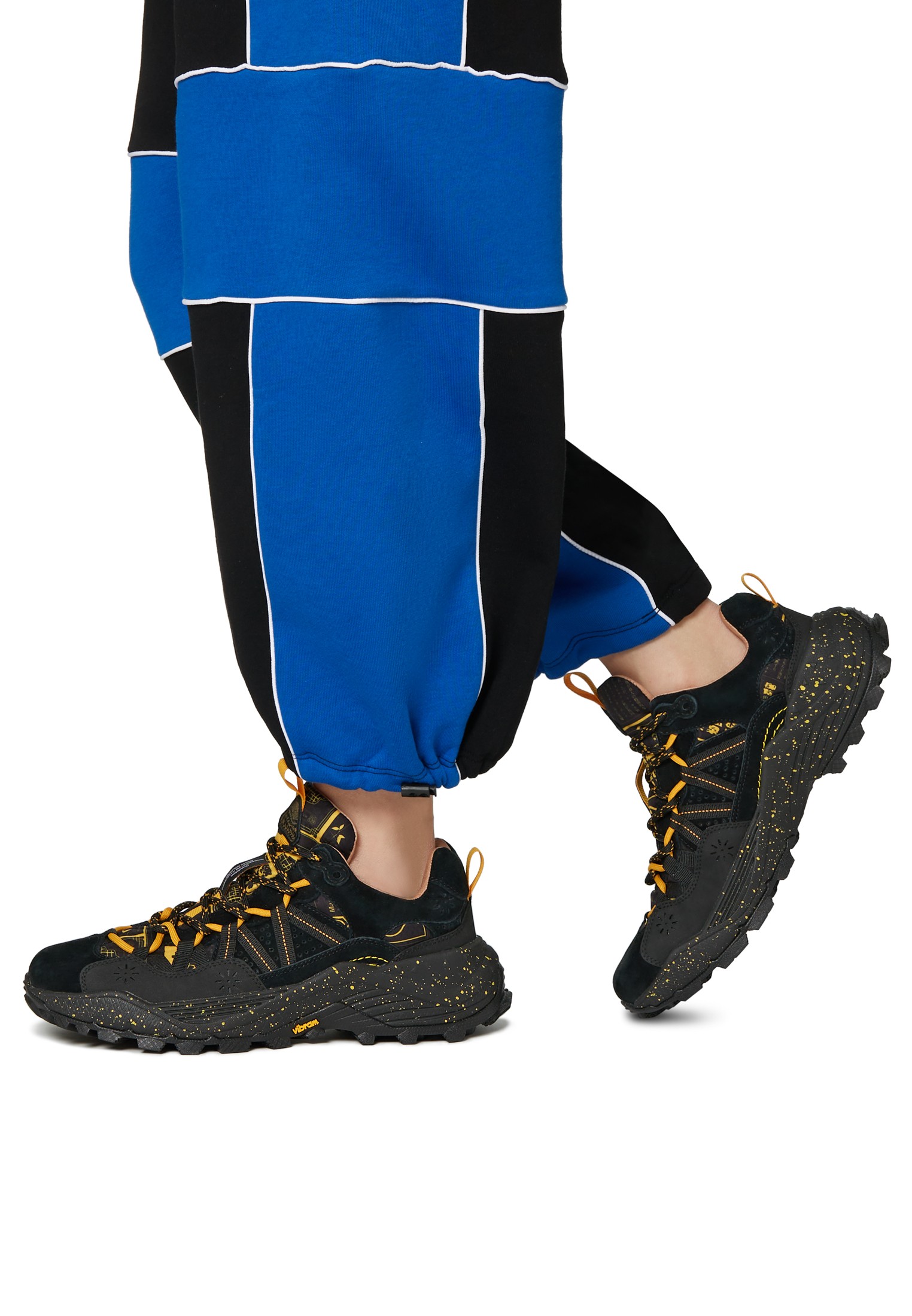 IWANO UNI - Suede and technical fabric sneakers - Anthracite-Orange