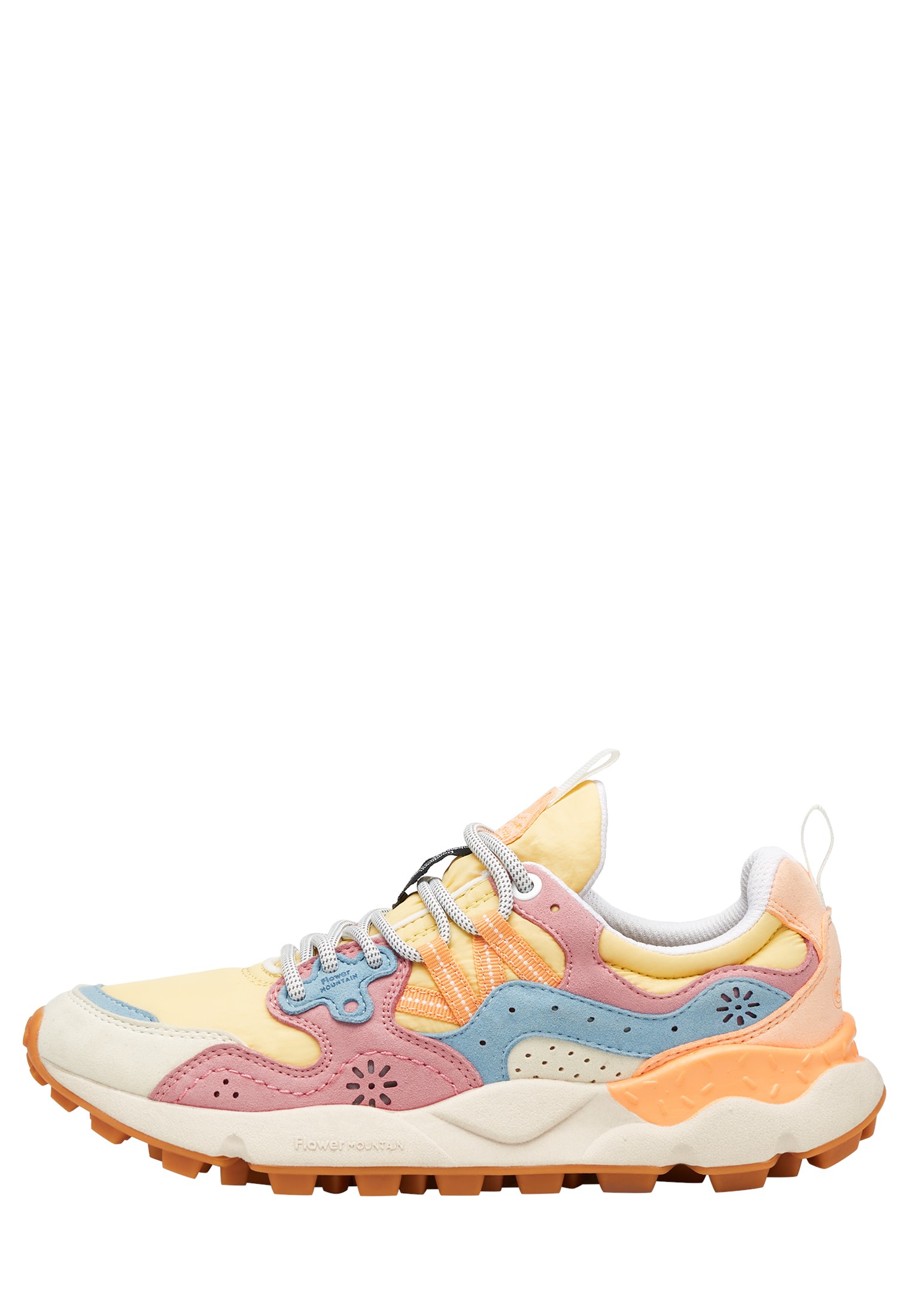 YAMANO 3 WOMAN KAISO - Faux leather and technical fabric sneakers - White-Yellow