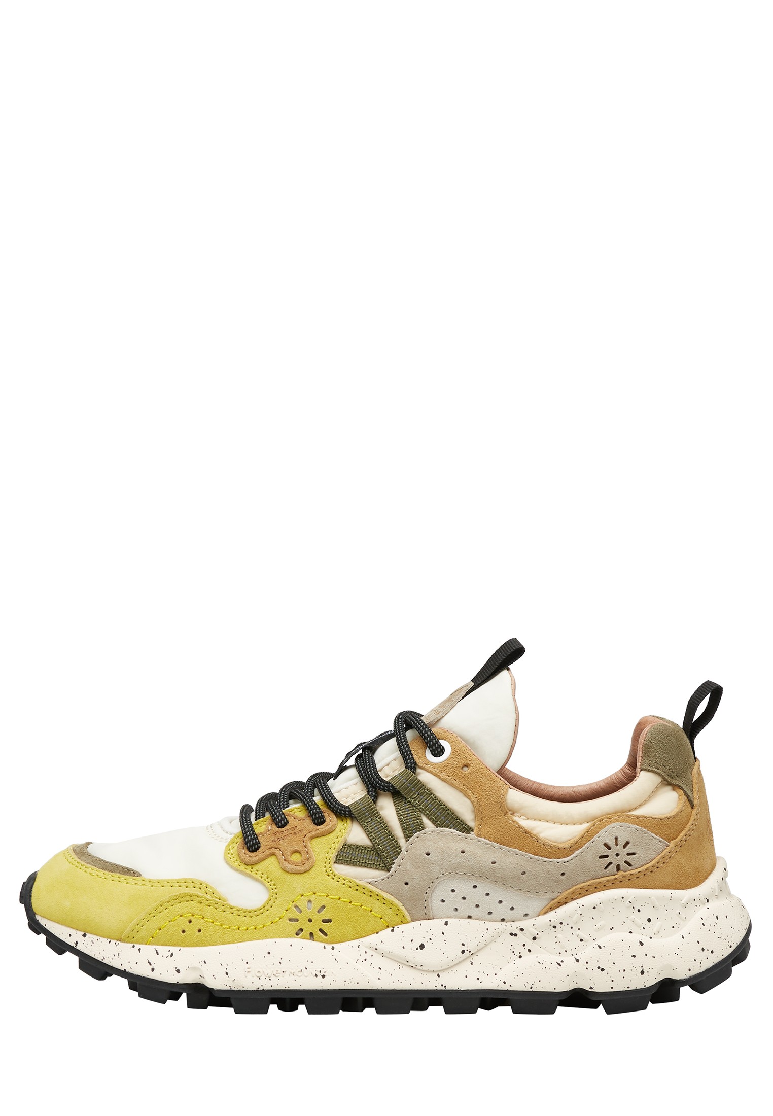 YAMANO 3 UNI - Suede and fabric sneakers - Ocher-White