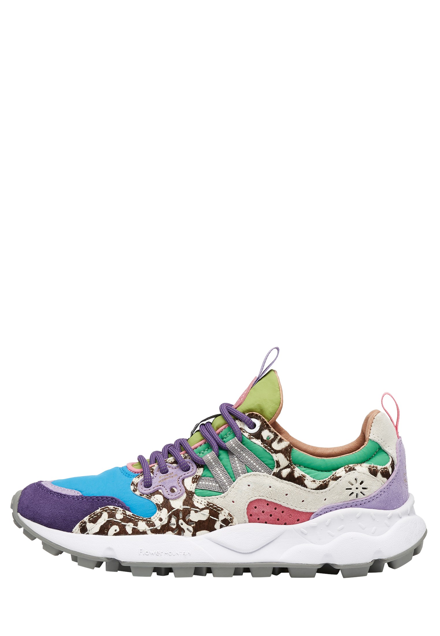 YAMANO 3 WOMAN - Technical fabric and suede sneakers - Light blue-Purple