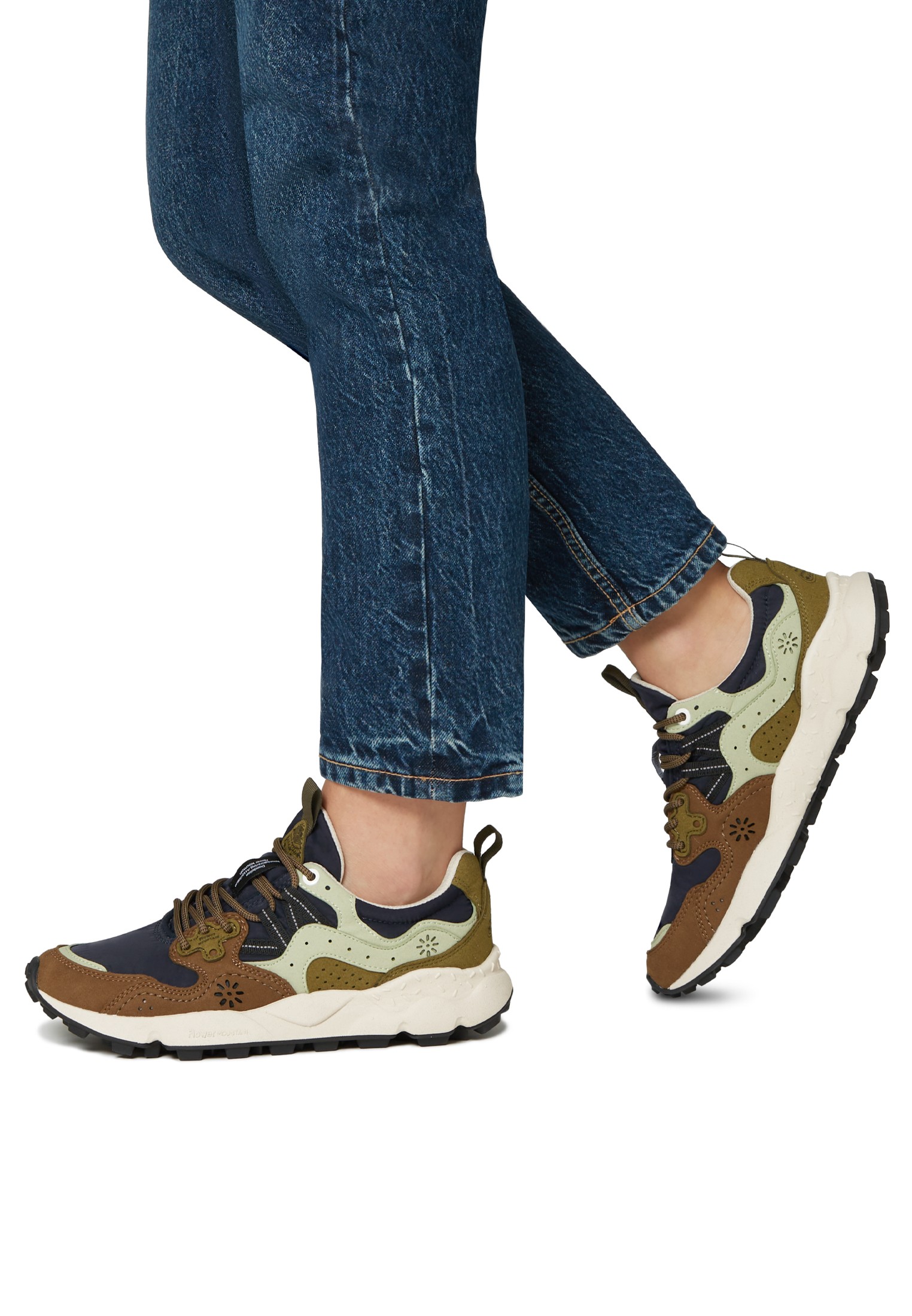 YAMANO 3 UNI KAISO - Faux suede and technical fabric high-top sneakers - Dark blue