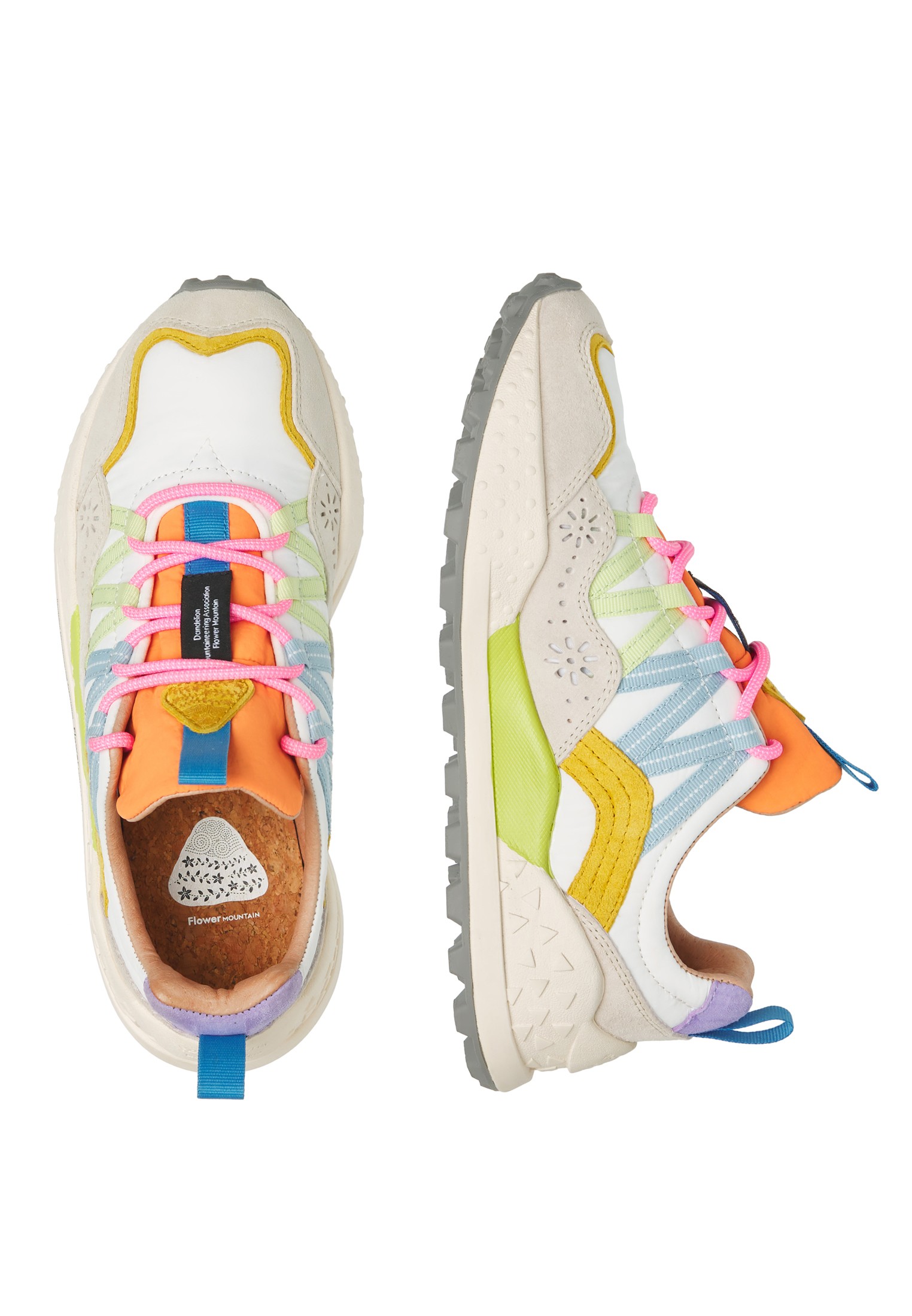 WASHI WOMAN - Suede and technical fabric sneakers - White-Salmon