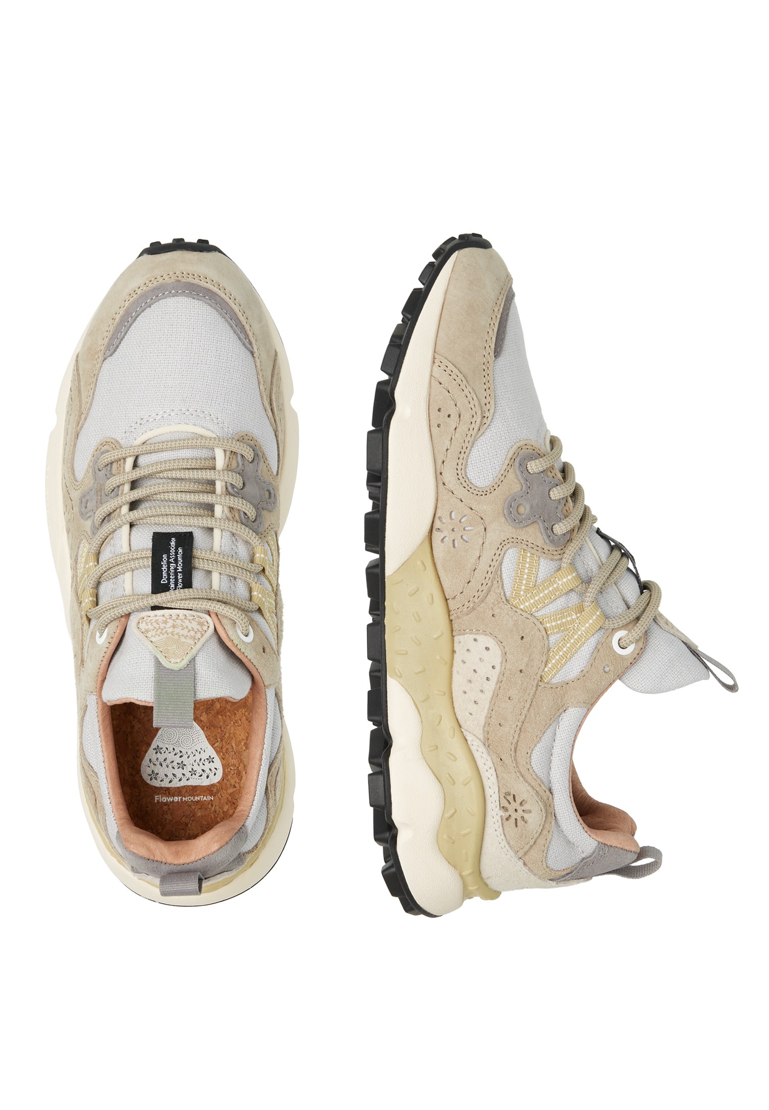 YAMANO 3 UNI - Suede and technical fabric sneakers - Beige-White