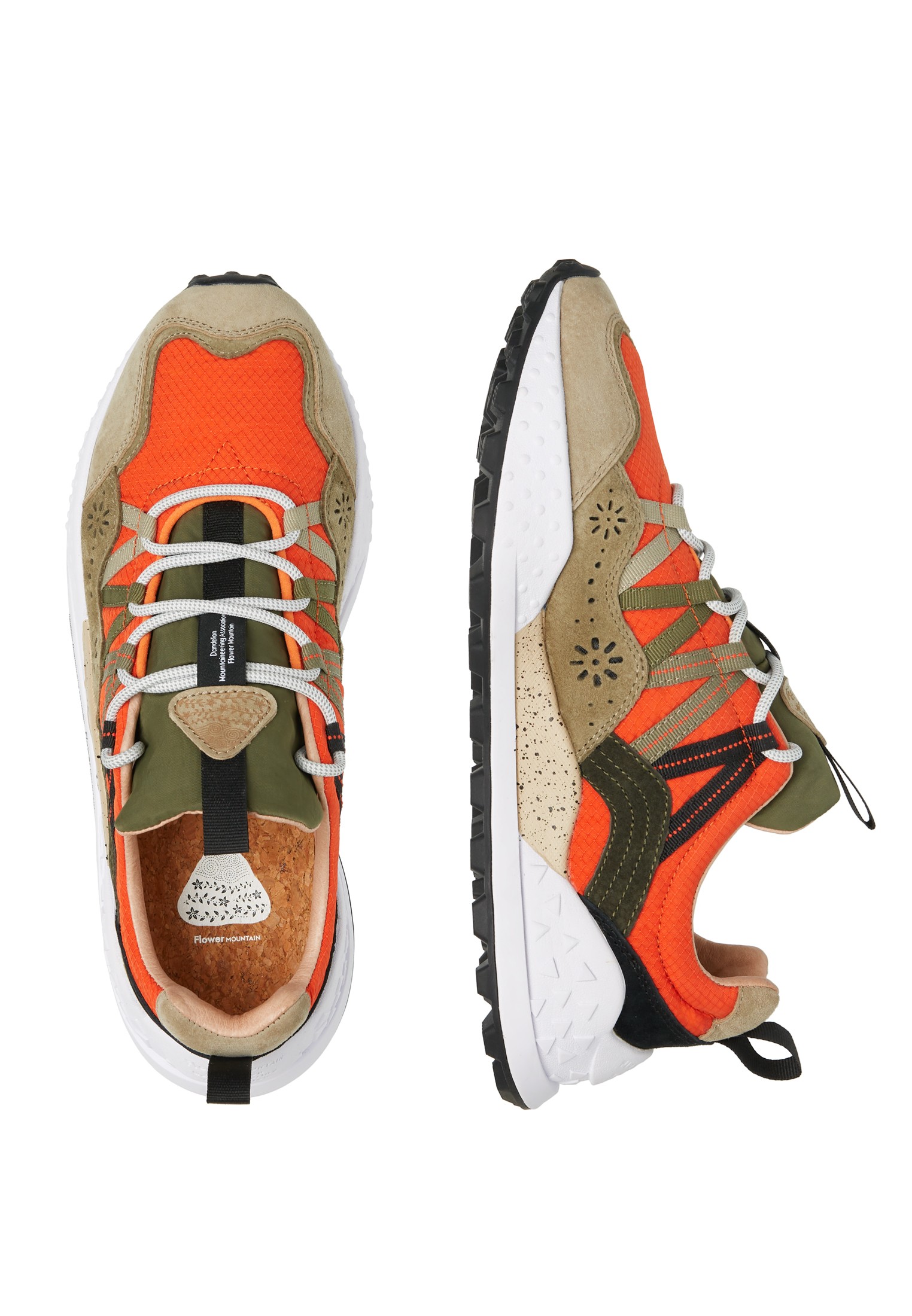 WASHI MAN - Suede and technical fabric sneakers - Brown-Red