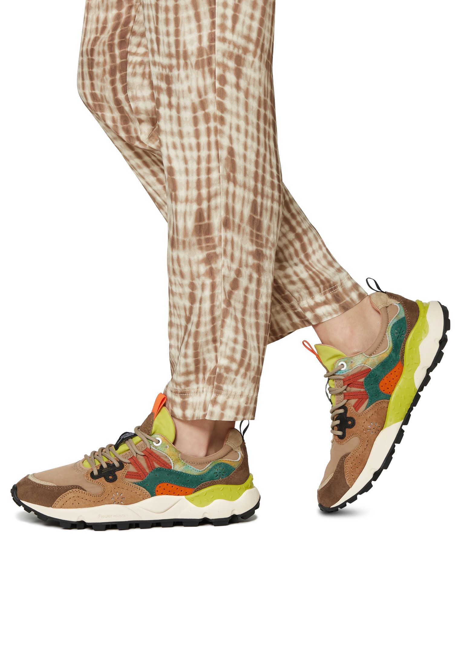 YAMANO 3 UNI - Suede and fabric sneakers - Brown-Green