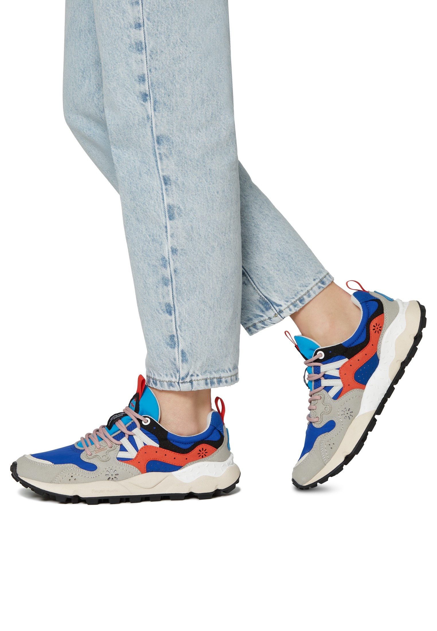 YAMANO 3 UNI BELLEROSE - Faux leather and technical fabric sneakers - Grey-Blue