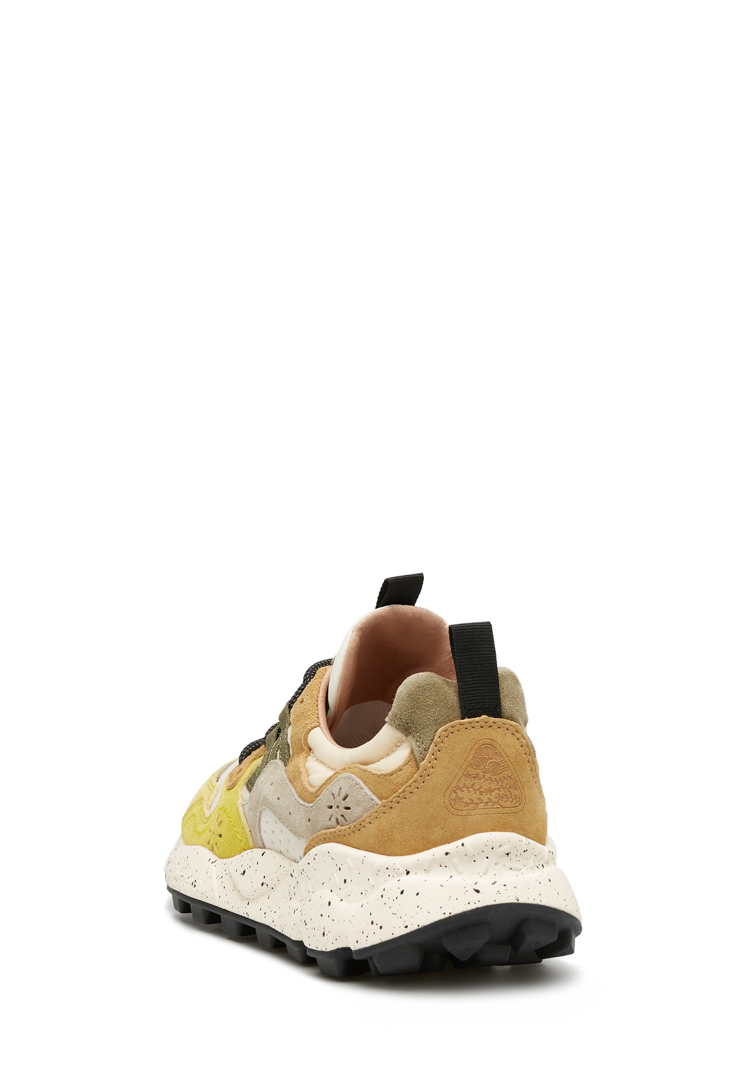 YAMANO 3 UNI - Suede and fabric sneakers - Ocher-White