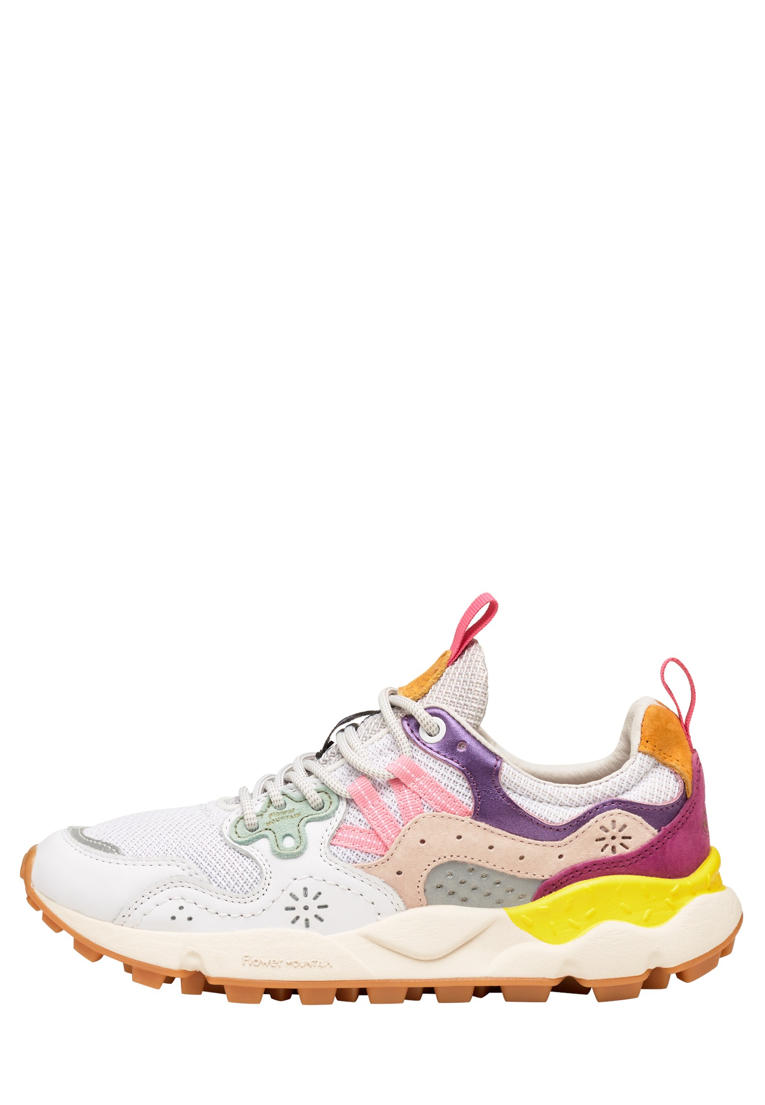 YAMANO 3 WOMAN - Suede and fabric sneakers - White-Purple