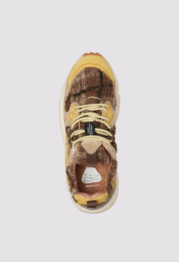 YAMANO 3 UNI - Suede and technical fabric sneakers - Yellow-Beige