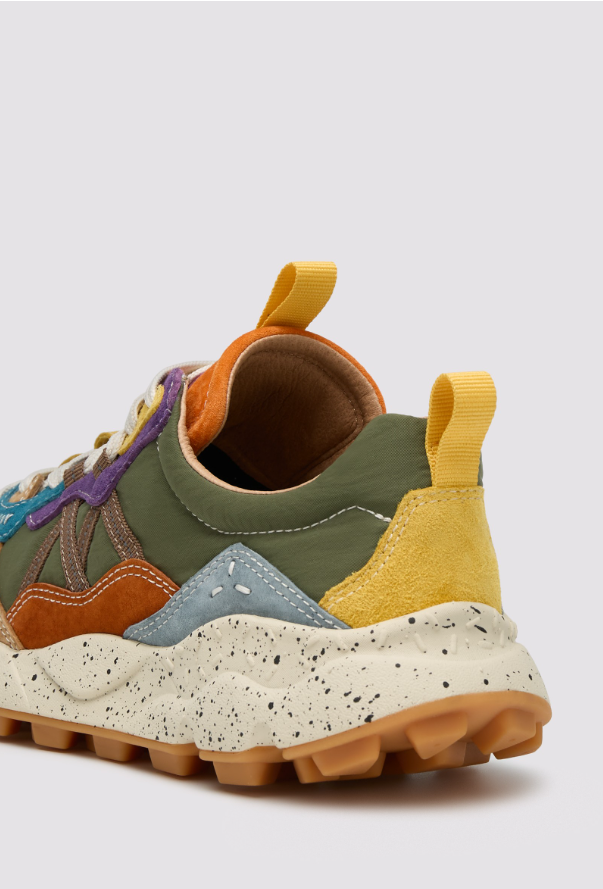 LENZAN UNI - Suede and technical fabric sneakers - Light blue-Green