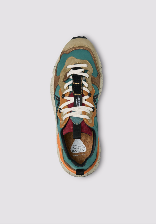 LENZAN MAN - Suede and technical fabric sneakers - Green-Beige