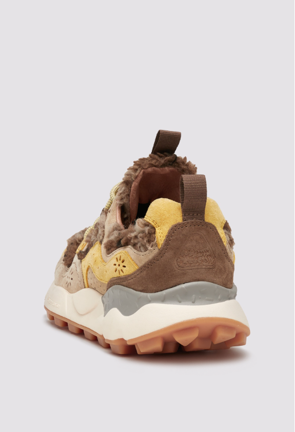 YAMANO 3 UNI - Suede and technical fabric sneakers - Yellow-Beige