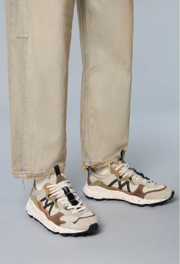 LENZAN MAN - Suede and technical fabric sneakers - Beige