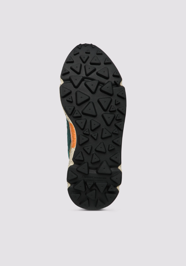 LENZAN MAN - Suede and technical fabric sneakers - Green-Beige