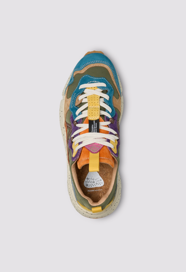 LENZAN UNI - Suede and technical fabric sneakers - Light blue-Green