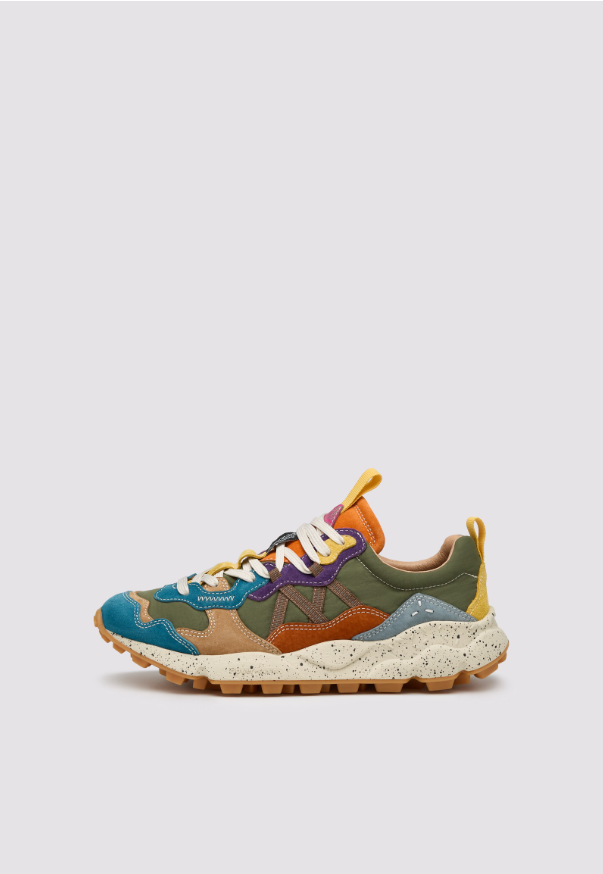 LENZAN UNI - Suede and technical fabric sneakers - Light blue-Green