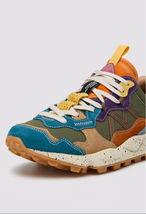 LENZAN UNI - Suede and technical fabric sneakers - Light blue-Green