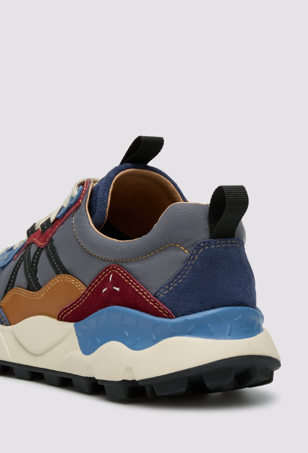 LENZAN MAN - Suede and technical fabric sneakers - Light blue-Navy