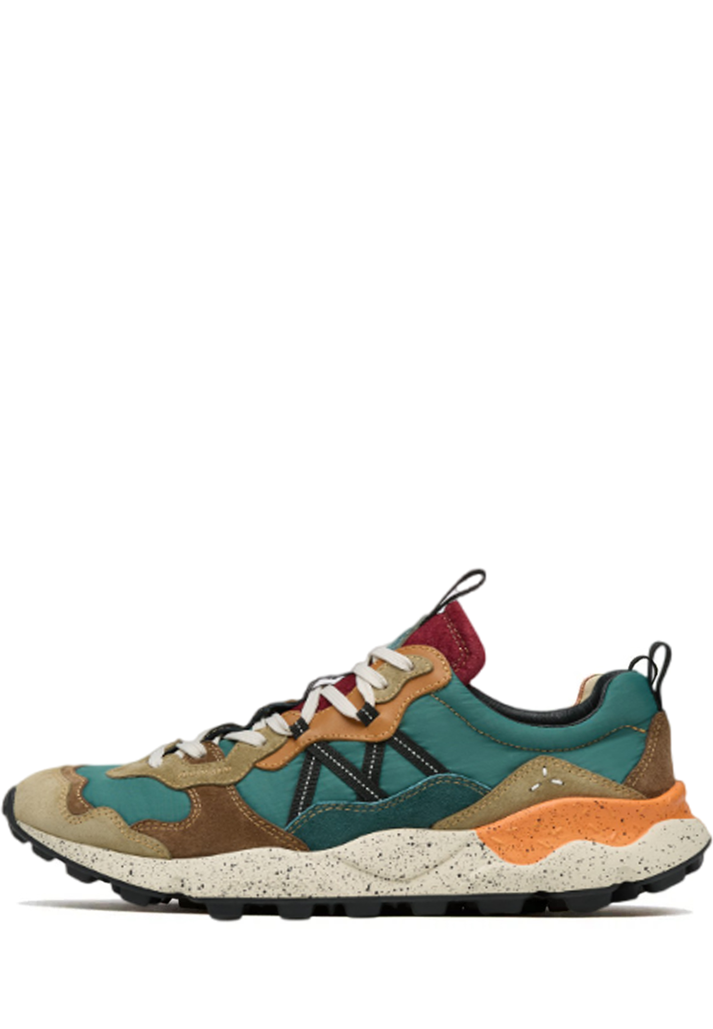 LENZAN MAN - Suede and technical fabric sneakers - Green-Beige
