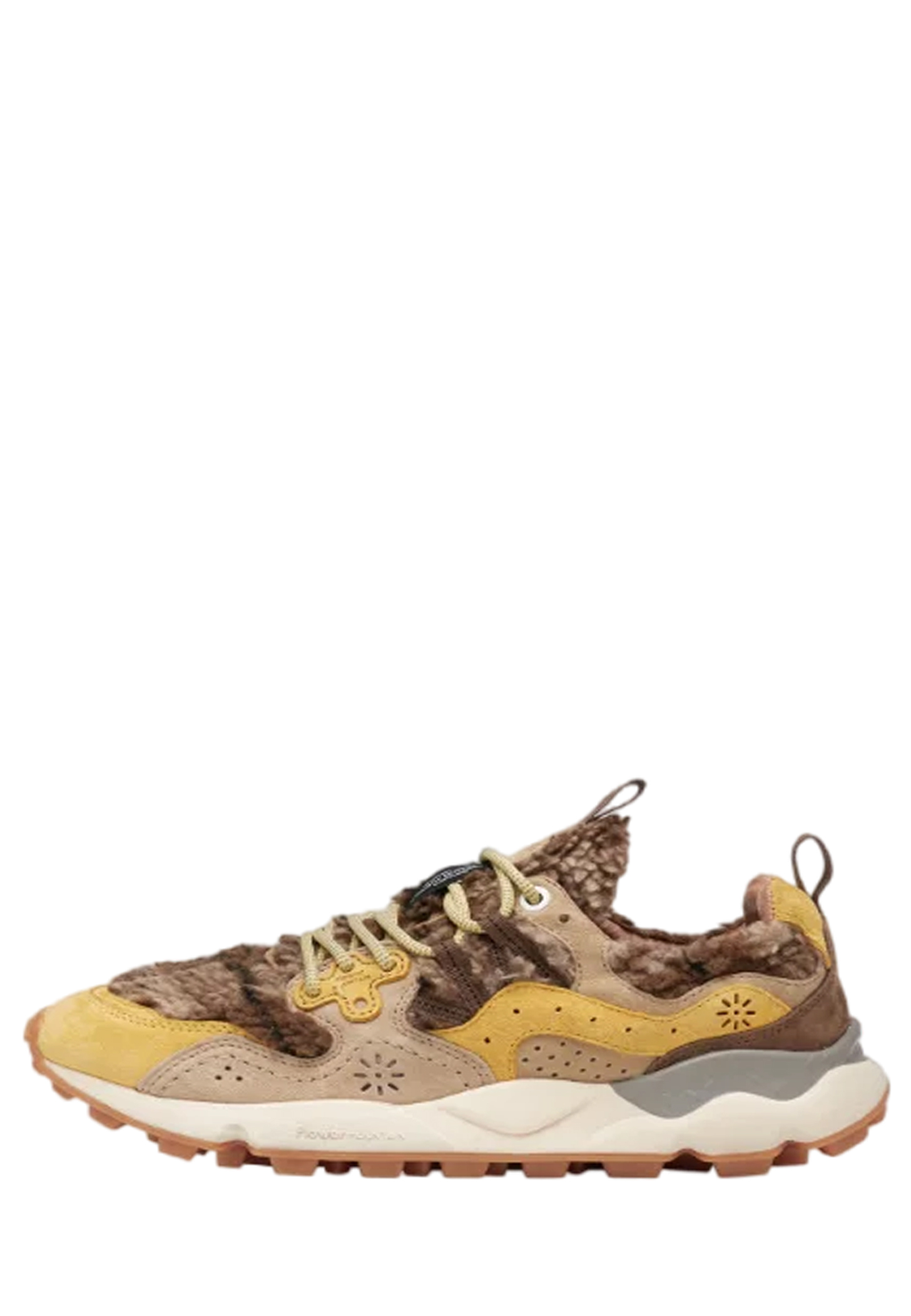 YAMANO 3 UNI - Suede and technical fabric sneakers - Yellow-Beige