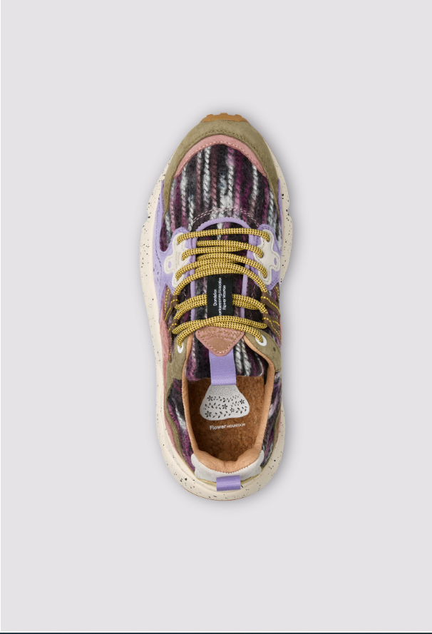 YAMANO 3 WOMAN - Suede and fabric sneakers - Lilac-Army green