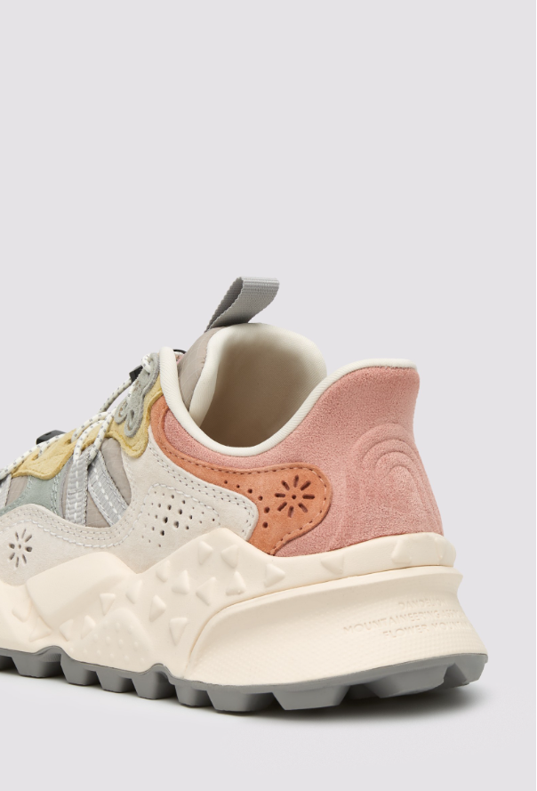 TIGER HILL WOMAN - Suede and technical fabric sneakers - Grey-Beige