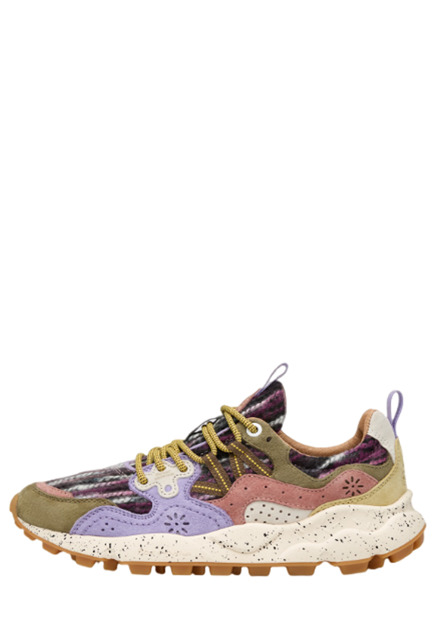 YAMANO 3 WOMAN - Suede and fabric sneakers - Lilac-Army green