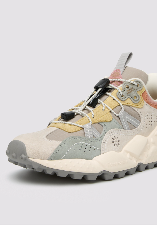 TIGER HILL WOMAN - Suede and technical fabric sneakers - Grey-Beige