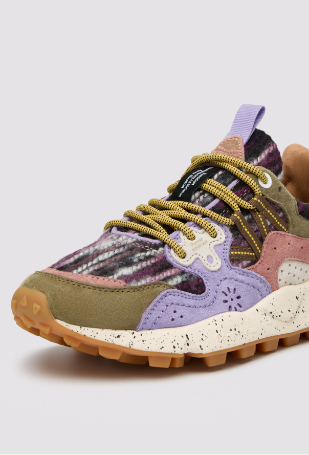 YAMANO 3 WOMAN - Suede and fabric sneakers - Lilac-Army green