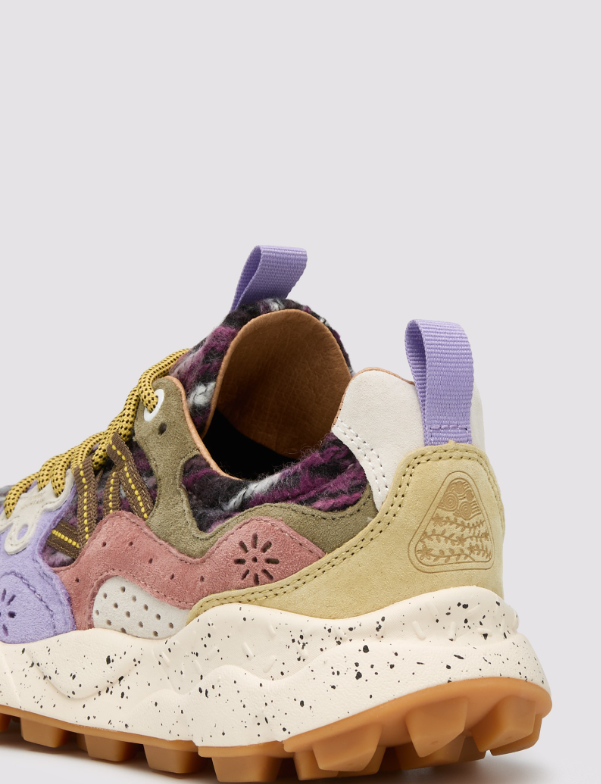 YAMANO 3 WOMAN - Suede and fabric sneakers - Lilac-Army green