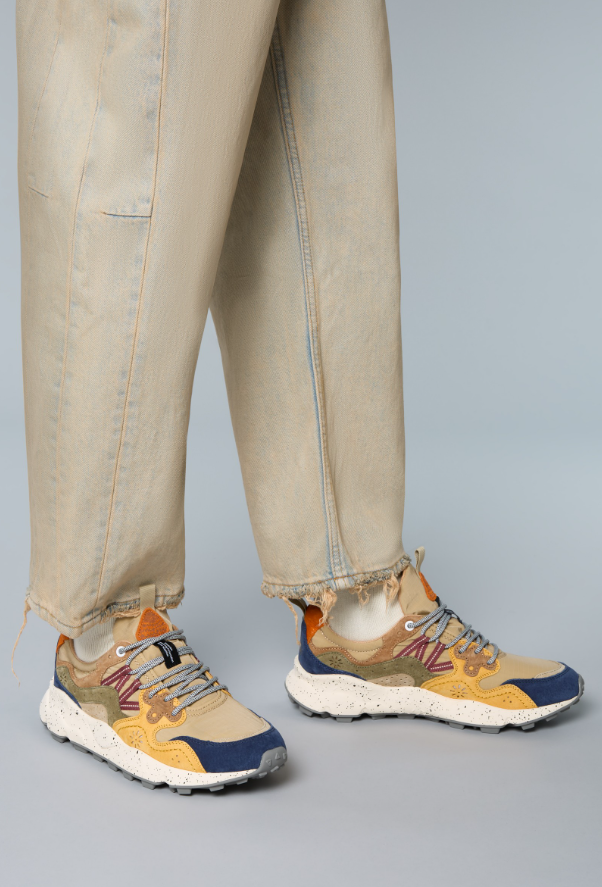 YAMANO 3 MAN - Suede and technical fabric sneakers - Beige