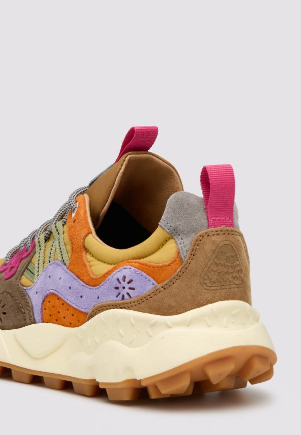 YAMANO 3 UNI - Suede and technical fabric sneakers - Blue-Yellow