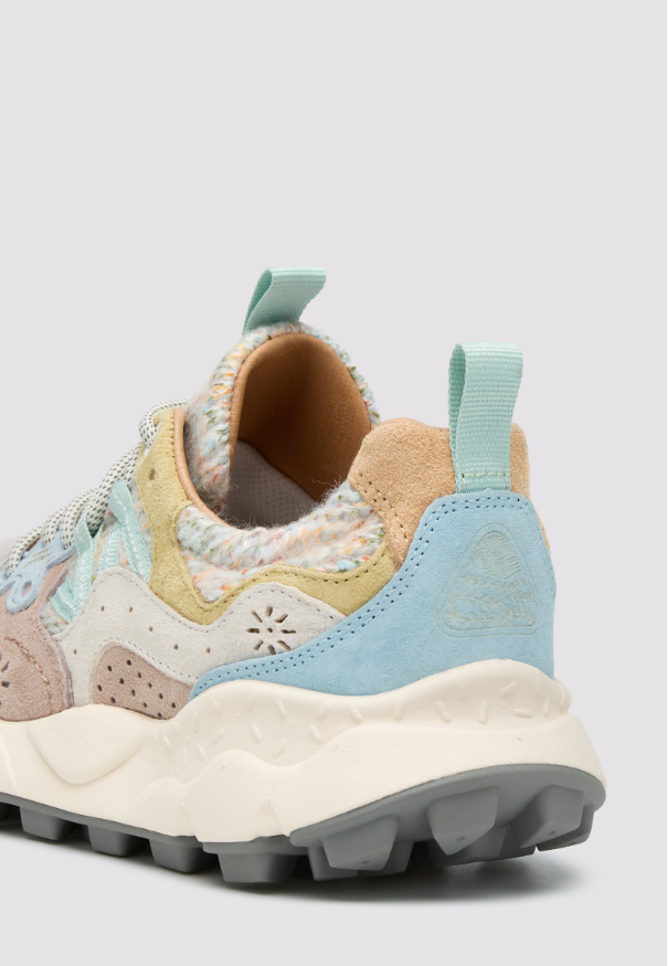 YAMANO 3 WOMAN - Suede and fabric sneakers - Beige-Turquoise