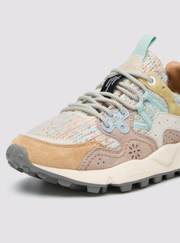 YAMANO 3 WOMAN - Suede and fabric sneakers - Beige-Turquoise