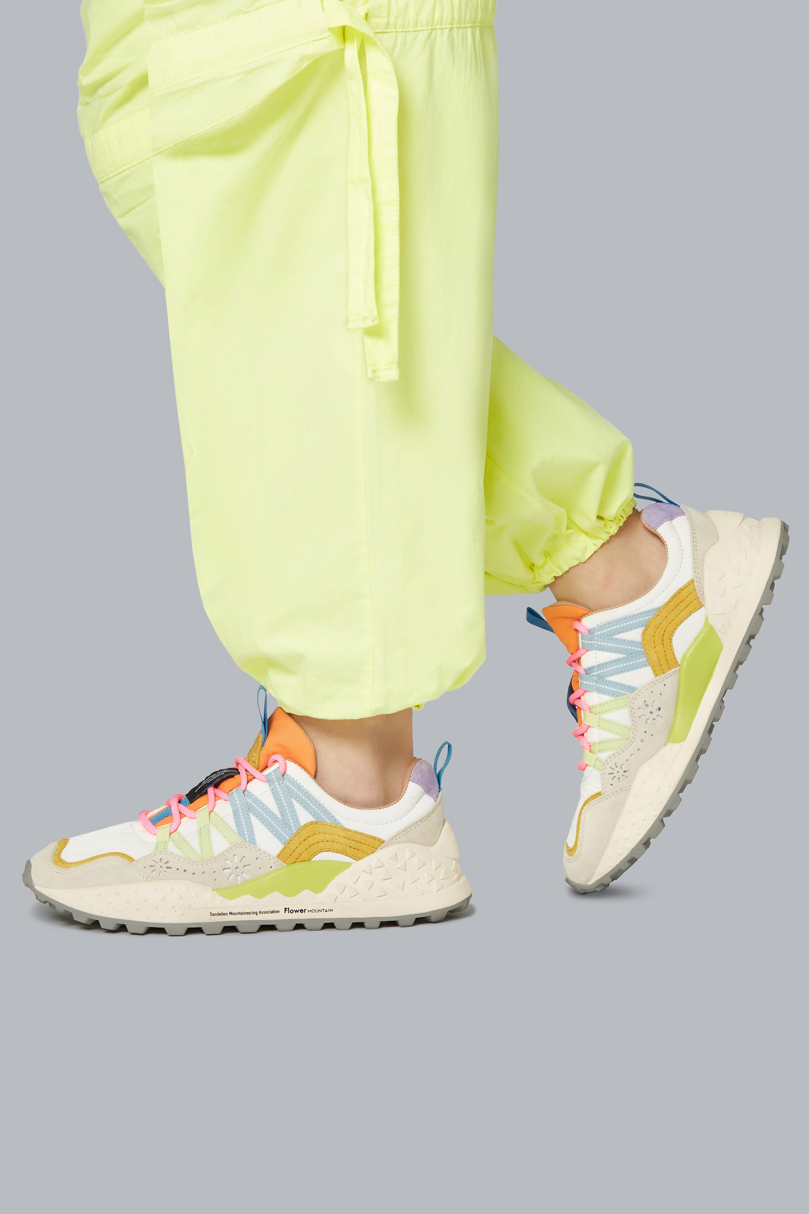 WASHI WOMAN - Suede and technical fabric sneakers - White-Salmon