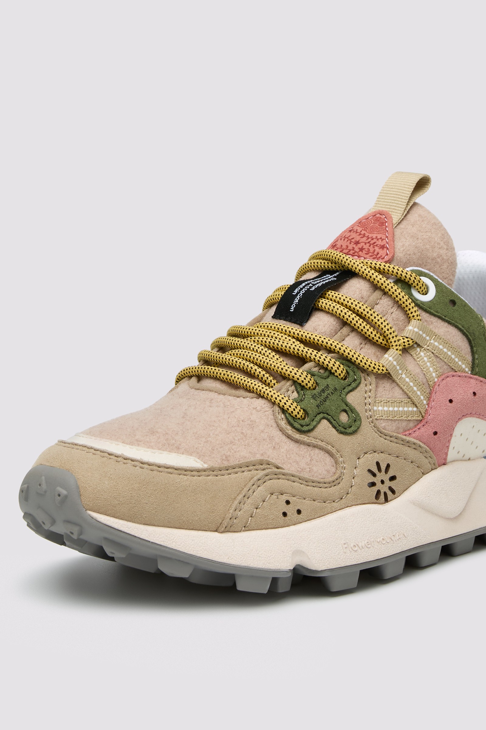 YAMANO 3 WOMAN KAISO - Faux suede and technical fabric high-top sneakers - Beige-Pink