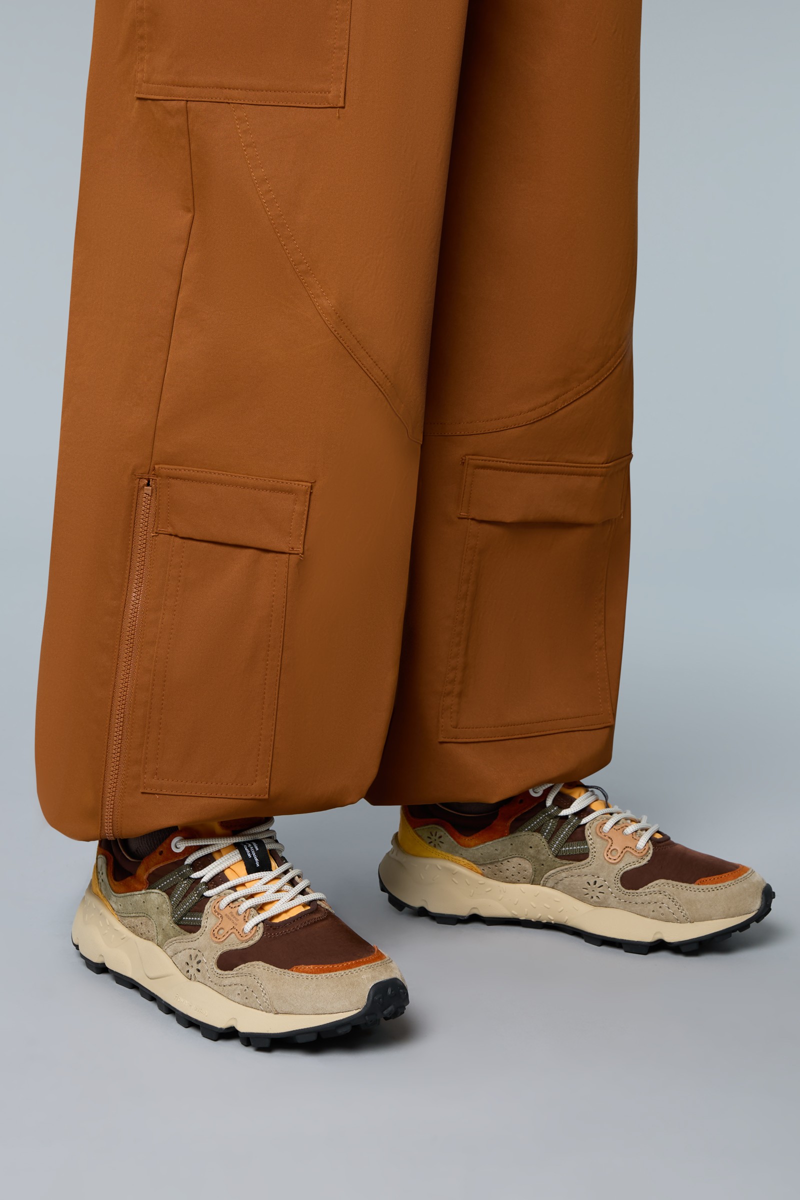 YAMANO 3 UNI - Suede and technical fabric sneakers - Grey-Brown