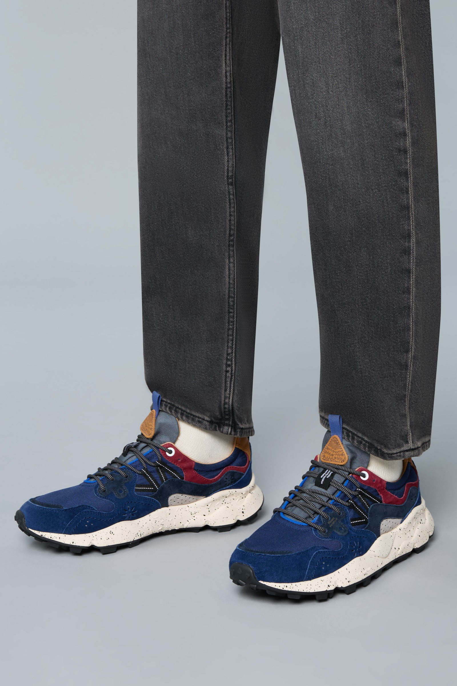 YAMANO 3 MAN - Suede and technical fabric sneakers - Navy