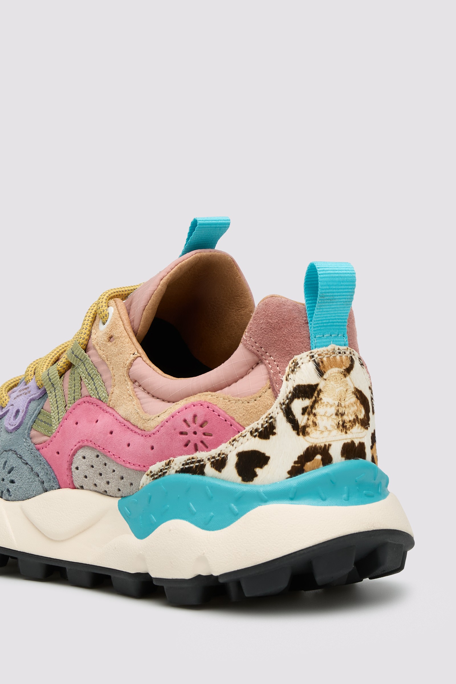 YAMANO 3 WOMAN - Suede and technical fabric sneakers - Pink-Grey