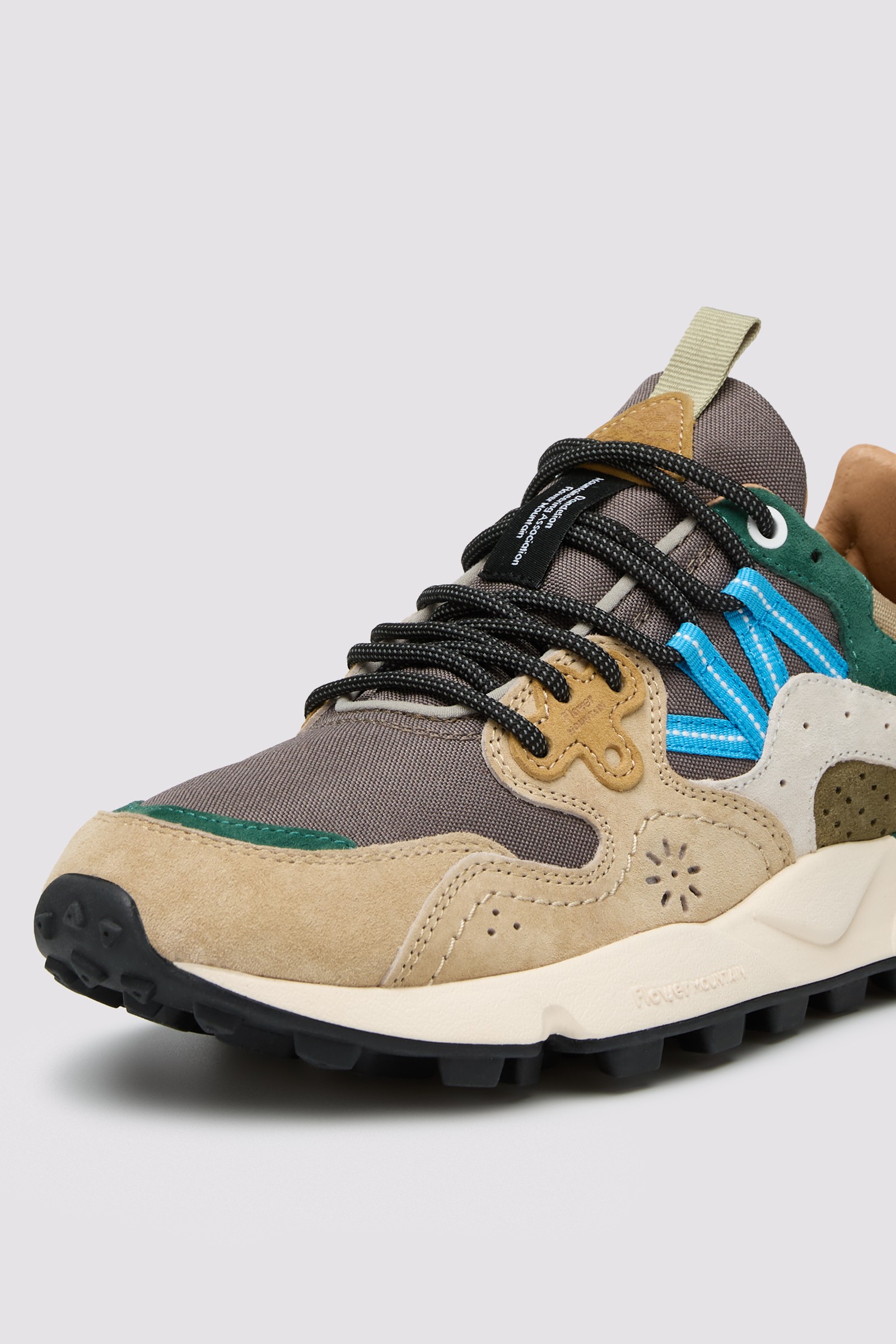 YAMANO 3 UNI - Suede and technical fabric sneakers - Beige-Grey