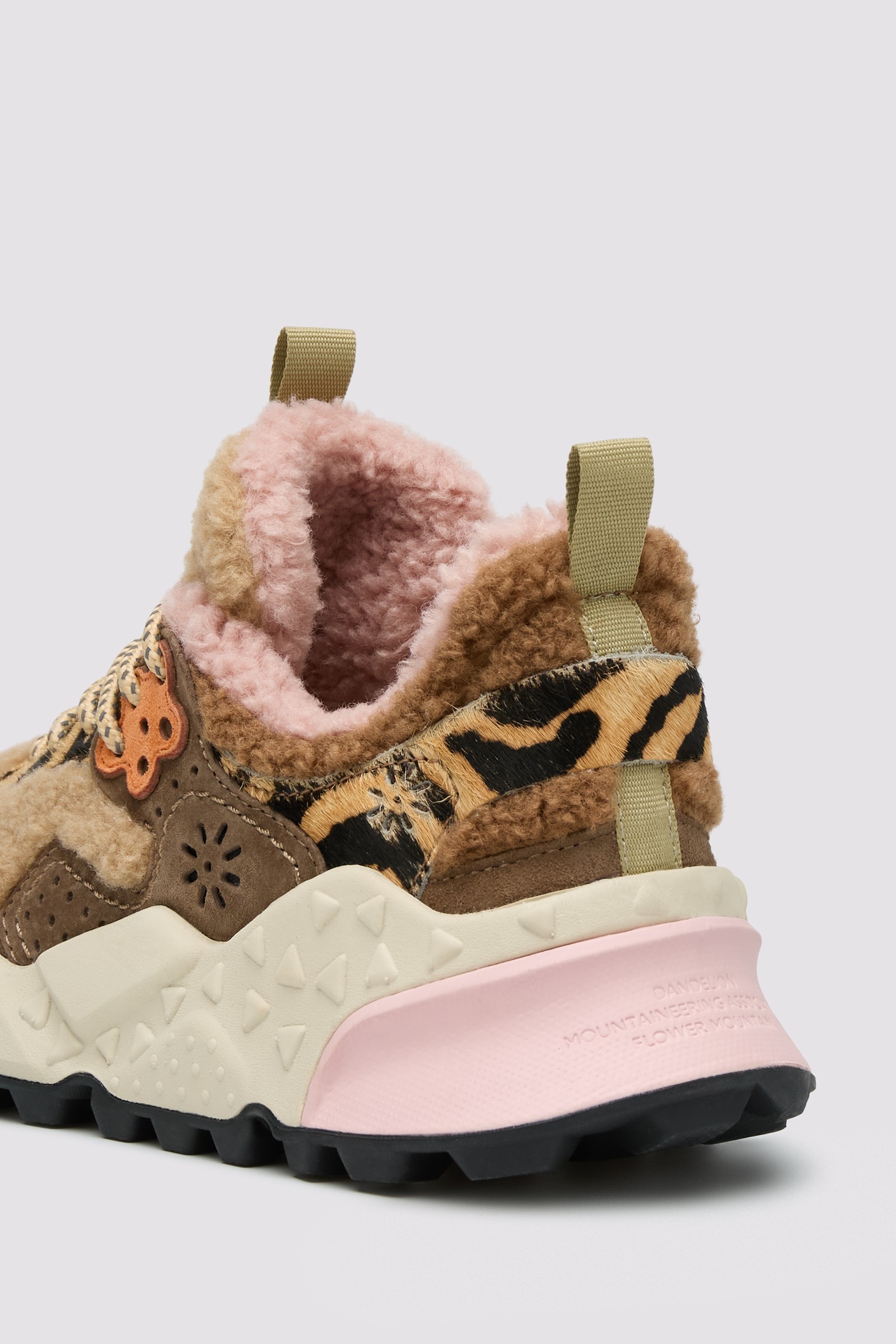 KOTETSU WOMAN - Shearling and suede sneakers - Brown-Green