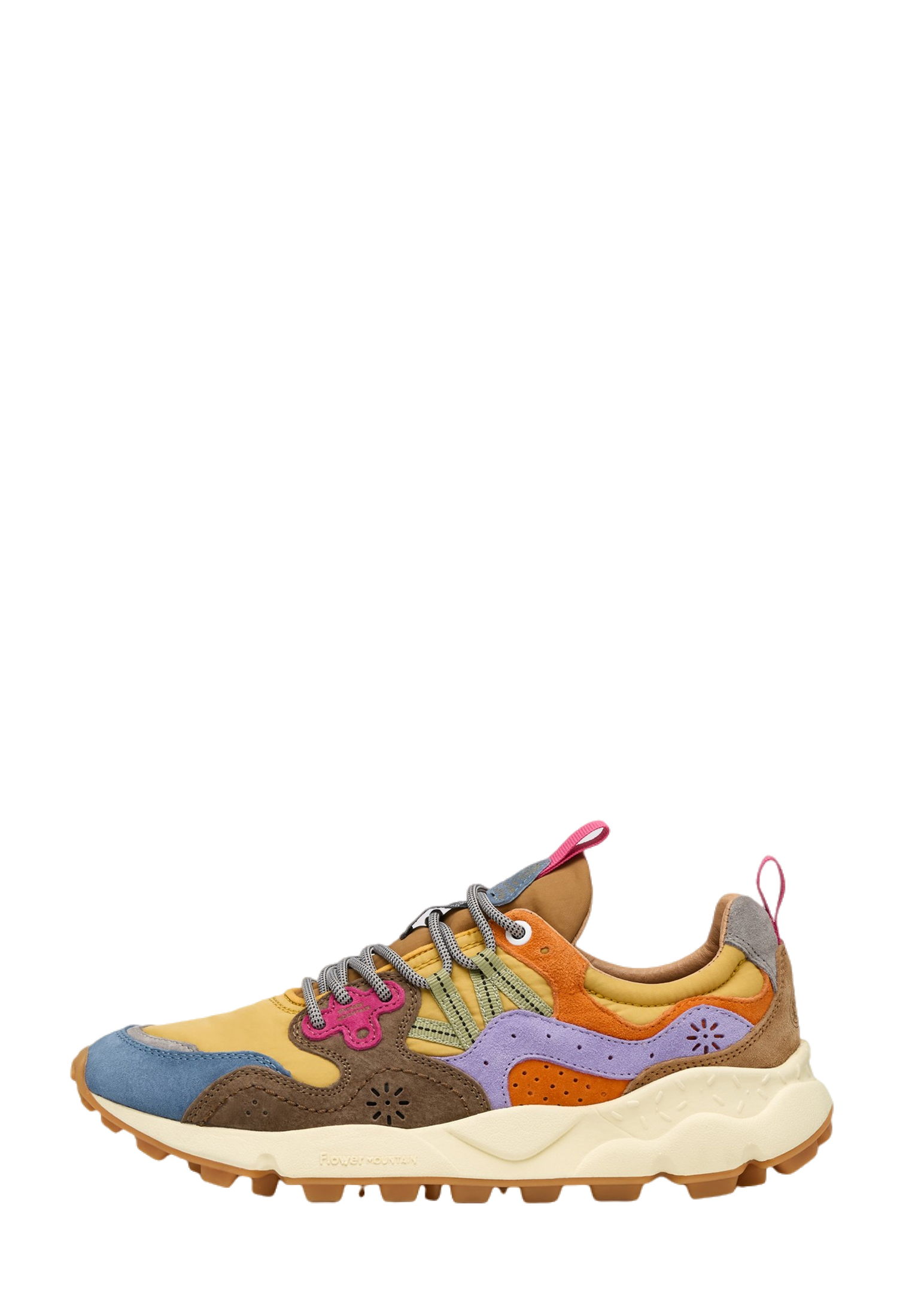 YAMANO 3 UNI - Suede and technical fabric sneakers - Blue-Yellow